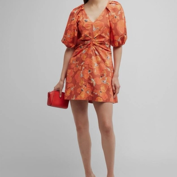 Tanya Taylor Dresses & Skirts - $495 Tanya Taylor Women's Orange Lacey Puff-Sleeve Cotton Mini Dress Size sz 2